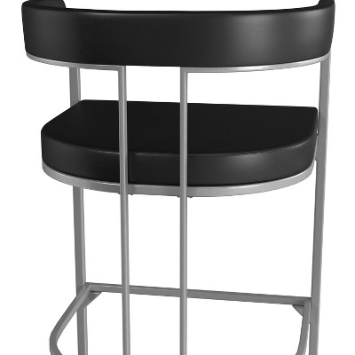 Cannonwood Black Faux Leather and Silver Metal Counter Height Stool