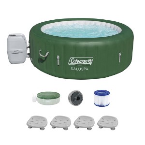Coleman SaluSpa 6 Person Round Portable Inflatable Outdoor Hot Tub w/4 Bestway SaluSpa Underwater Non Slip Pool & Spa Seat w/Adjustable Legs (2 Pack) - 1 of 4