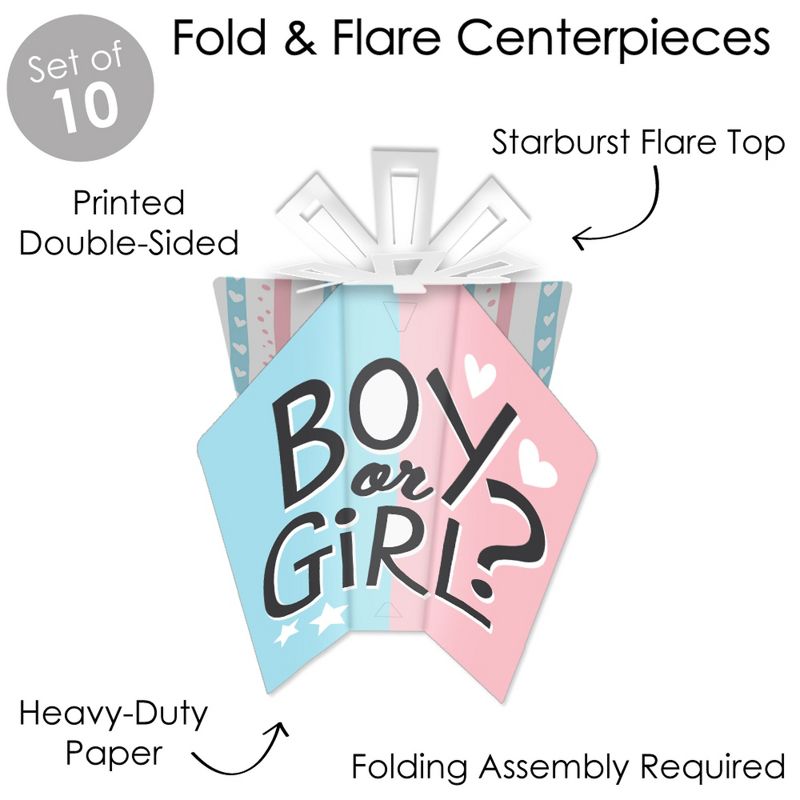 Big Dot of Happiness Baby Gender Reveal - Table Decorations - Team Boy or Girl Party Fold and Flare Centerpieces - 10 Count, 5 of 8