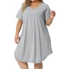 Agnes Orinda Women's Plus Size V Neck Short Sleeve Lace Trim Hem Nightgown - 2 of 4
