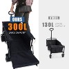 Vynxaria Foldable Wagon with Extended Tailgate, Extra Long Extender Wagon Cart,Beach Wagon Cart Heavy Duty 400LBS with Large All-Terrain Beach Wheels - 2 of 4