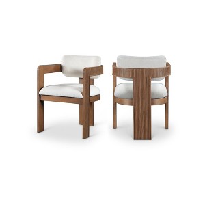Meridian Furniture,Sacha Cream Linen Textured Fabric Dining Chair, Set of 2 - 1 of 4