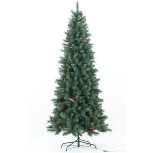 coucheta 7FT Christmas Tree Artificial Snow Flocked Tree with 500 Branch Tips, Pine, Cones, Berries, Metal Stand, for Home, Holiday, Decor, Green - 1 of 1