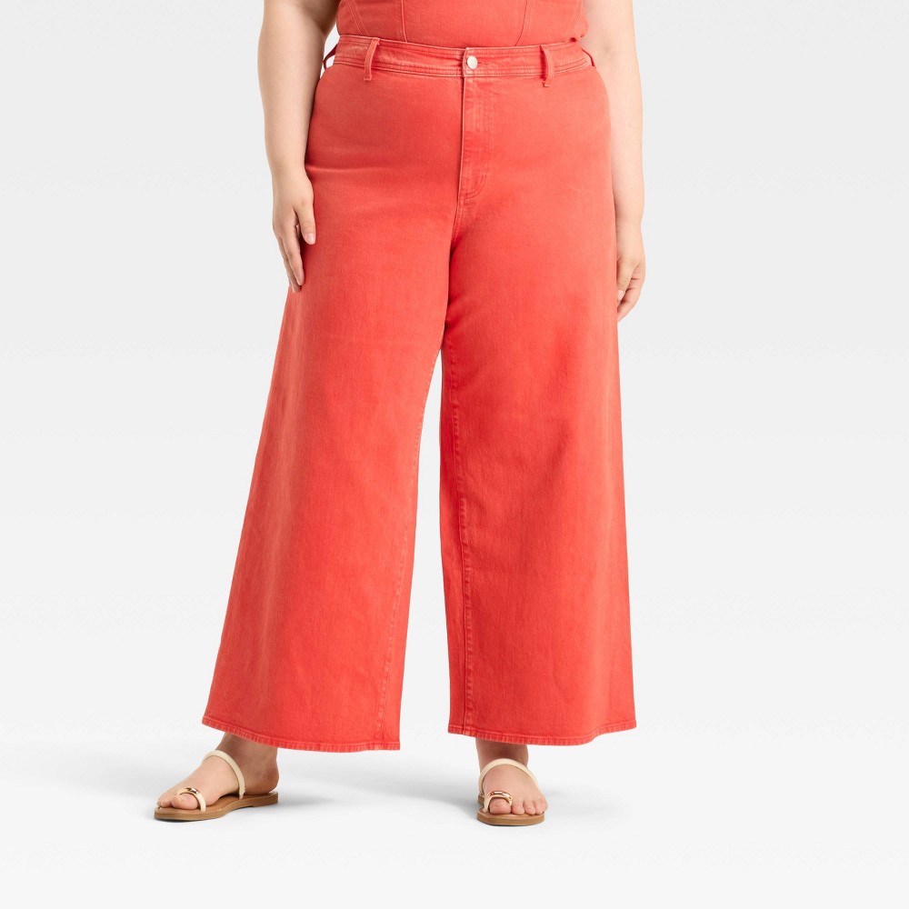 Women's High-Rise Sailor Wide Leg Ankle Jeans - Universal Thread™ Red 17