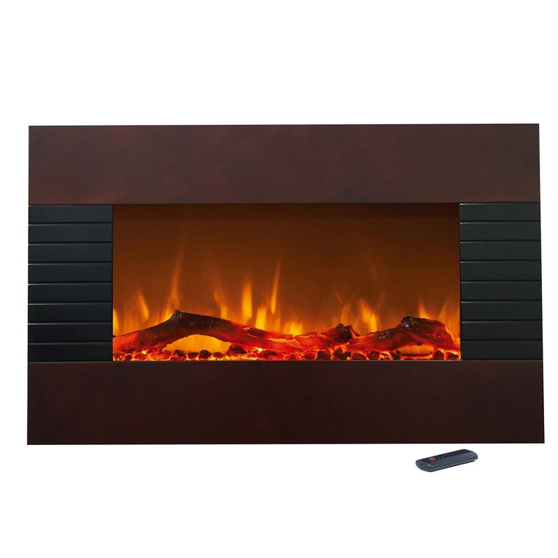 Hastings Home Freestanding or Wall-Mounted Electric Fireplace with Remote Control- Mahogany, 3 of 6