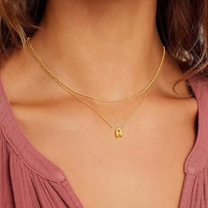 HTUTWOO Gold Letter Necklace for Women Tiny Pendant Necklaces Dainty Choker Necklace Cute Necklace Stack Teen Gift Personalized Jewelry Gifts - 1 of 4