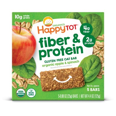 HappyTot Fiber & Protein Organic Apples and Spinach Soft-Baked Oat Bar - 5ct/0.88oz Each