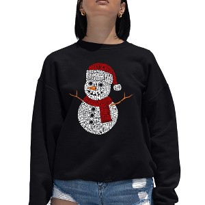 LA Pop Art Christmas Snowman - Women's Word Art Crewneck Sweatshirt - 1 of 4