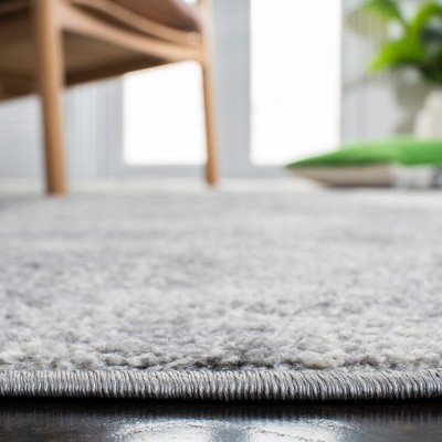 Gray and Green Abstract Synthetic Runner Rug