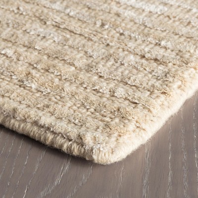 Ivory Striped Hand-Knotted Wool & Viscose 8' x 10' Rug