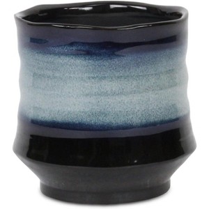 Cheung's Perlacea Curved Round Tapering Ceramic Pot- Large - Blue - 1 of 3
