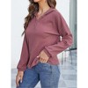MISSKY Women's Fall Casual Long Sleeve Button Blouses Ribbed Knit Fashion Collared Oversized Loose Fit Tunic Tops - 3 of 4