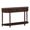 Hostack 52'' Retro Curved Wood Console Table with Open Shelf and 2 Drawers for Living Room and Hallway, Espresso - 3 of 4