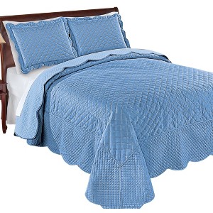 Collections Etc Camille Reversible Diamond Textured Quilted Bedspread - 1 of 3