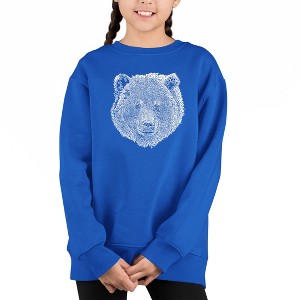 LA Pop Art Bear Face - Girl's Word Art Crewneck Sweatshirt - 1 of 3