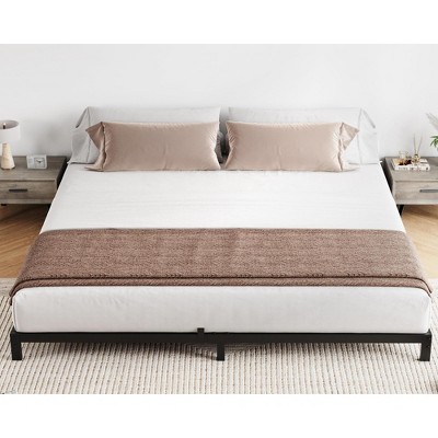 Whizmax 6 Inch Low Profile Bed Frame, Platform Bed Frame with Steel Slat Support, No Box Spring Needed, Easy Assembly, Black
