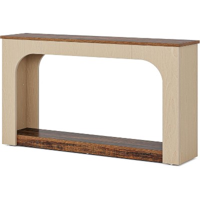 Tribesigns 55" Console Table with LED Lights, 2-Tier Sofa Table Behind Couch for Living Room Hallway