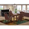 5-Piece Mahogany Finish Solid Wood Top - Rectangular Upholstered Dining Room Set  - Seats 4 - 2 of 4