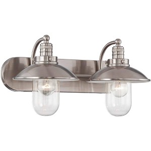 Minka Lavery Industrial Wall Light Sconce Brushed Nickel Hardwired 18 1/2" 2-Light Fixture Clear Glass Shade for Bedroom Bathroom - 1 of 3