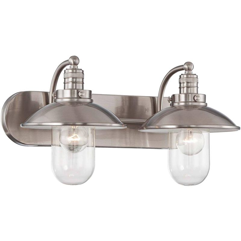 Minka Lavery Industrial Wall Light Sconce Brushed Nickel Hardwired 18 1/2" 2-Light Fixture Clear Glass Shade for Bedroom Bathroom, 1 of 4