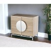 HomeRoots 32" Natural and Chrome Mirrored Circle Double Door Bar Cabinet - 2 of 4
