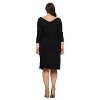 L I V D Women's Plunge Neck Vegan Cashmere Rib Midi Dress, Black - 3 of 3