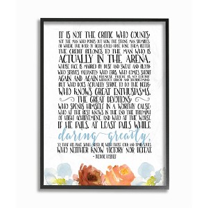 Stupell Industries It Is Not The Critic Who Counts Roosevelt Floral Quote, 14" x 11" - 1 of 4