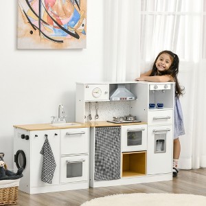 Whisen Kids Wooden Kitchen Playset with Tons of Countertop Space, Washing Machine, Gift for Kids Ages 3-6 - White - 1 of 4