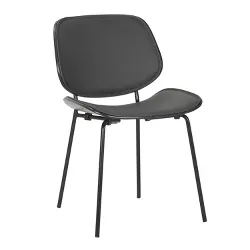 Indy Lombardi PU Leather/Metal/Wood Dining Chair Black/Dark Walnut/Gray - LumiSource