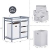Baby Changing Table, Wooden Diaper Changing Table, Infant Diaper Changing Station Dresser with Laundry Hamper, 3 Drawer Basket and Changing Pad - 3 of 4