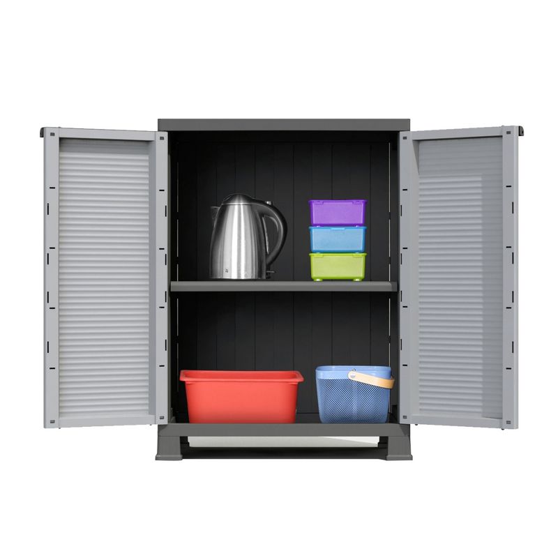 RAM Quality Products PRESTIGE UTILITY Indoor Outdoor Tool Storage Organizing Cabinet with Lockable Double Grey Doors, 5 of 7
