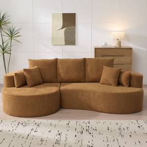 Christopher Knight Home Camilla Modern 106'' 3-Seater Upholstered Curved Sectional Sofa with 7 Pillows - 1 of 4