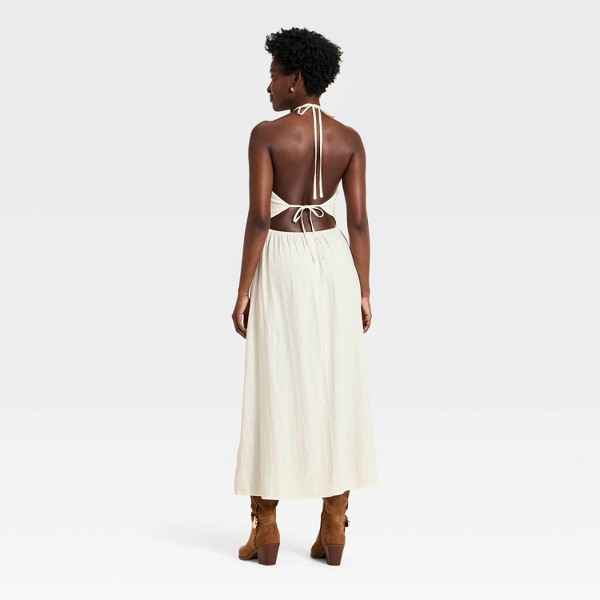 Vestido midi skater sin mangas con bordado para mujer - A New Day™ Crema 2