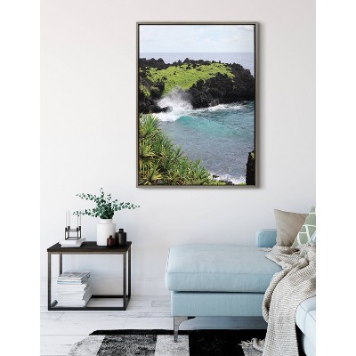 Maui Black Sand Swell Framed Canvas Art Print