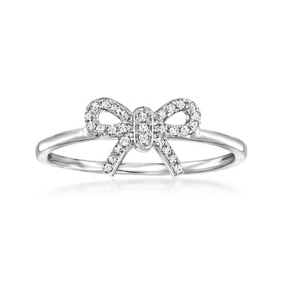 RS Pure by Ross-Simons Diamond-Accented Bow Ring in Sterling Silver