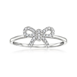 RS Pure by Ross-Simons Diamond-Accented Bow Ring in Sterling Silver - 1 of 4