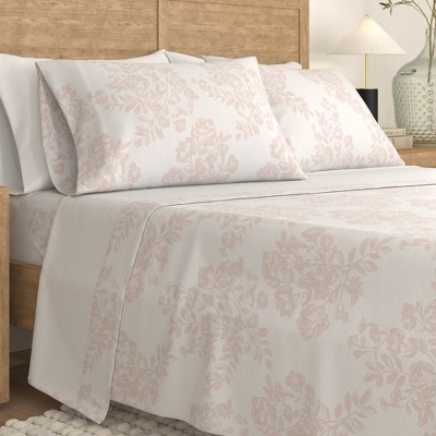 Queen Blush Pink Cotton Flannel Sheet Set