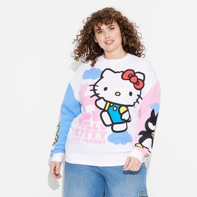 Women s Hello Kitty Color Block Graphic Sweatshirt White 3x Target