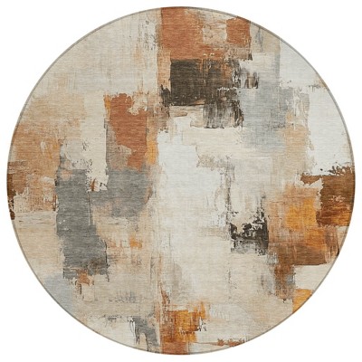 Ivory And Rust Abstract Washable Indoor Outdoor Area Rug