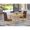 HomeStock 3-Piece Natural Brown Oak Finish Rectangular Solid Wood Top with Butterfly Leaf Dining Table Set - 2 of 4