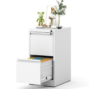 Munora - 2-Drawer Vertical File Cabinet with Lock - Heavy Duty for Letters/Legal/A4 Files - White - 1 of 4