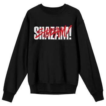 Shazam 2 Fury Of The Gods White And Red Text Crew Neck Long Sleeve Black Adult Sweatshirt