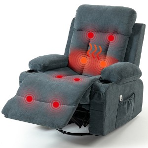 Bosmiller Rocker Recliner Chair with Vibration Massage and Heat, 360° Swivel Rocking, Ergonomic Lounge Chair with Side Pocket, Cup Holders - 1 of 4