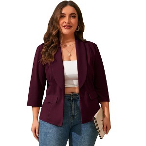 Coolmee Women Plus Size Blazers Business Casual Long Sleeve Open Front Work Office Suit Jackets Trendy Clothes with Pockets - 1 of 4