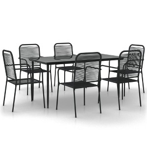 vidaXL Dining Set Black Steel Medium Durable Garden Dining Set - 63" Table Length 6 - 1 of 4