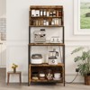 67.7 Inch Bakers Rack with Power Outlet, 5-Tier Farmhouse Microwave Stand with Shelves and Cabinet, Standing Kitchen Storage Rack, Easy Assembly - 2 of 4