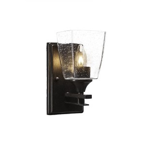 Toltec Lighting Uptowne 1 - Light Sconce in  Dark Granite with 4.5" Square Clear Bubble Shade - 1 of 1
