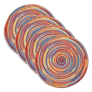 Unique Bargains Woven Braided Washable Decorative Round Placemat 4 Pcs - 1 of 4