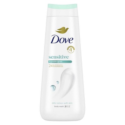 Dove Sensitive Skin Body Wash Pump Gentle Hypoallergenic Formula Nourishing 24hr Renewing MicroMoisture - 20 fl oz