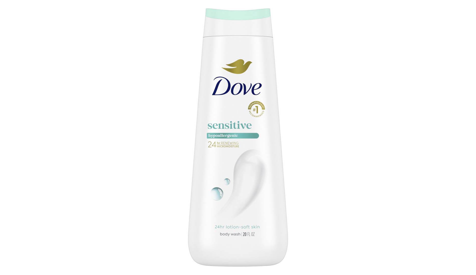 Dove Sensitive Skin Body Wash Gentle Hypoallergenic Formula 24hr Lotion-Soft Skin - 20 fl oz